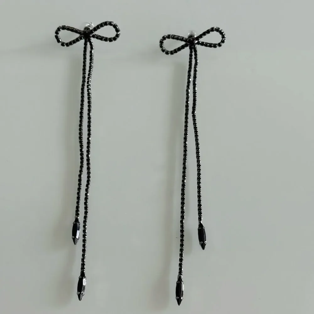 Elegant Black Bow Earrings A987